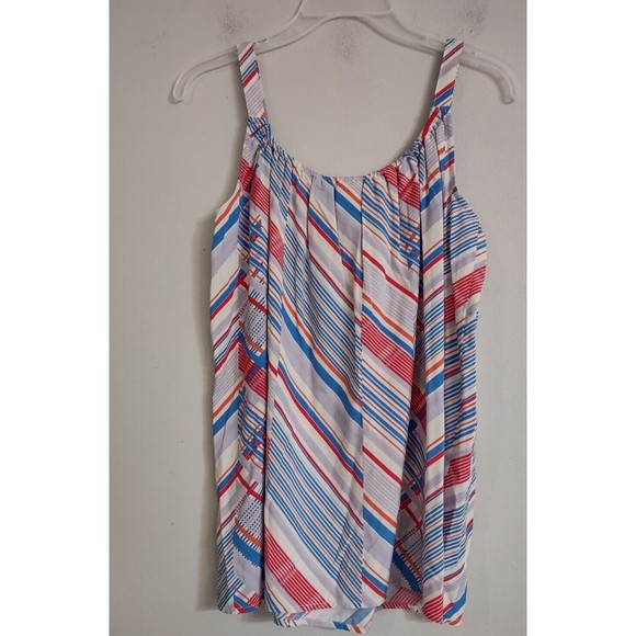 CAbi Women’s Size Small Tassel Camisole Tank Top Tunic Blouse Red Blue Stripes - Picture 7 of 7